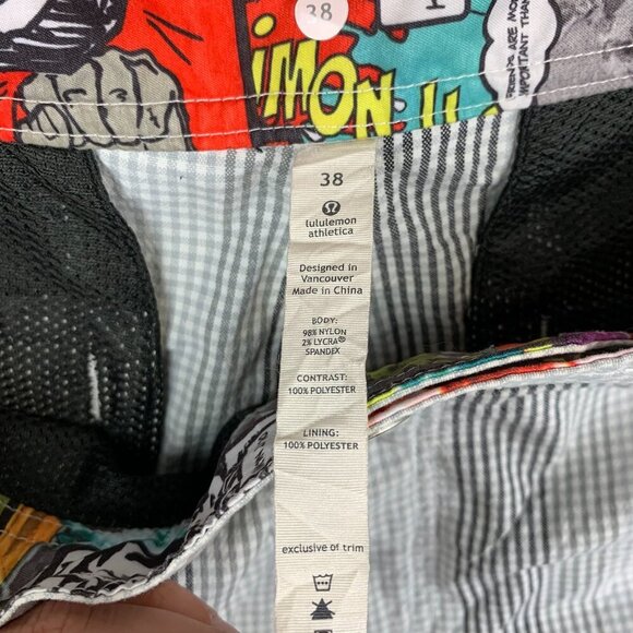 Lululemon Mens Shorts 38 White Plaid Chino Nylon Spandex Stretch 9" Inseam Golf - Picture 2 of 7